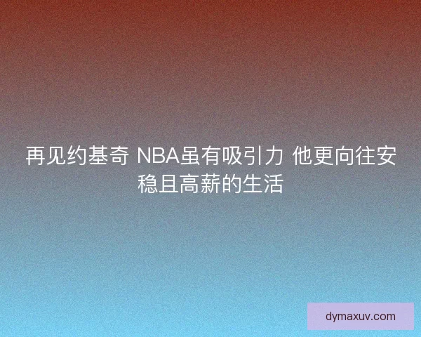 再见约基奇 NBA虽有吸引力 他更向往安稳且高薪的生活