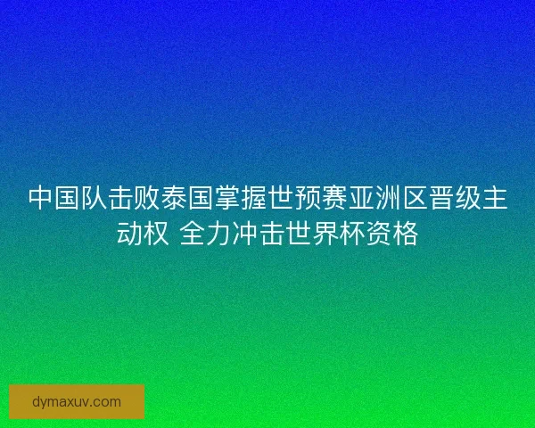 中国队击败泰国掌握世预赛亚洲区晋级主动权 全力冲击世界杯资格